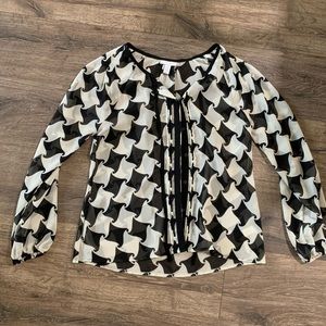 CHARTER CLUB Womens Black & White Petite Blouse